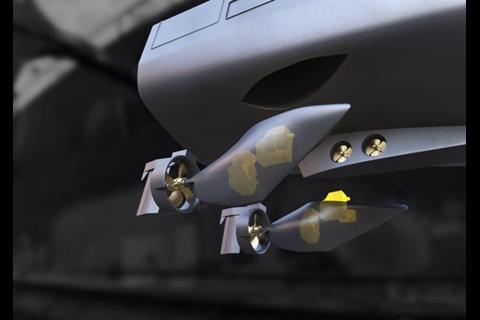 Caterpillar Marine's Twin Fin system was designed to lower fuel consumption and emissions for diesel-electric installations.